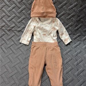 Carter's White Cotton Baby Onesie, Pants & Hat Set